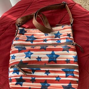 Style & Co Crossbody bag with 3 pockets outside, zipper and open pockets inside